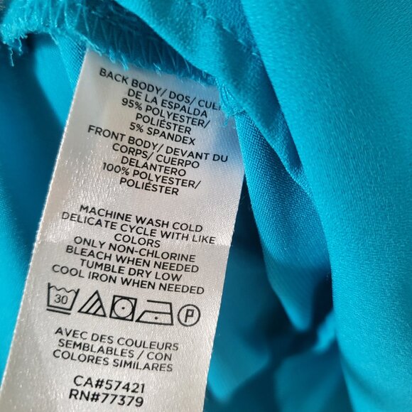 Ann Taylor Ruffle Neck Sleeveless Blouse Blue Print Size M - Picture 5 of 6